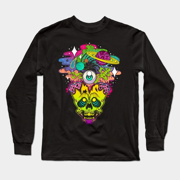 Cranium Cosmos Long Sleeve T-Shirt by InkyMcStapleface